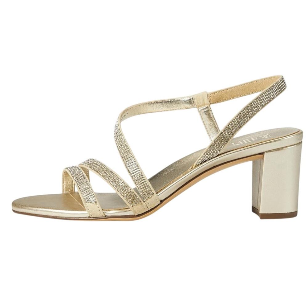 Naturalizer Womens Vanessa Sandal Heels Size 8 Gold Champagne Rhinestone NIB - Picture 2 of 13